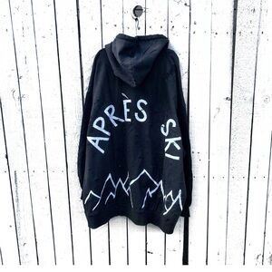 WREN + GLORY hand painted distressed Apres Ski hoodie